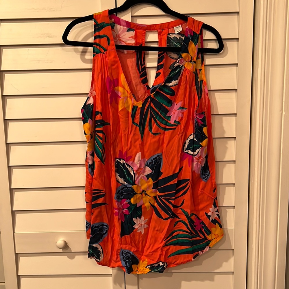 Old navy orange tropical printed tank top